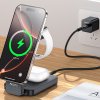 Yesido - Wireless Charging Station (DS26) magnetická bezdrôtová nabíjacia stanica pre telefón, hodinky a slúchadlá, skladacia, stojan, nočné svetlo, 15 W – sivá