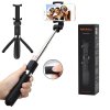 Techsuit - Selfie Stick (L01s) - Tripod Stable Mount with Extendable Arm, Bluetooth Remote Control, 70cm - Black