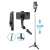 Techsuit - Selfie Stick (L13) selfie tyč so stabilným výsuvným statívom, Bluetooth diaľkové ovládanie, 113 cm – čierna