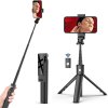 Techsuit - Selfie Stick (K22) selfie tyč s kompaktným statívom, Bluetooth diaľkové ovládanie, skladacia, 97 cm – čierna