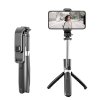 Techsuit - Selfie Stick (L02) selfie tyč so stabilným statívom, Bluetooth diaľkové ovládanie, kompatibilná s GoPro, 360° rotácia, 100 cm – čierna