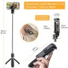 Techsuit - Selfie Stick (L02) - Stable Tripod with Bluetooth Remote Control, GoPro Compatible, 360 Rotation, 100cm - Black