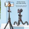 Techsuit - Selfie Stick (C03) selfie tyč so statívom, flexibilná teleskopická tyč, Bluetooth diaľkové ovládanie, 360° guľová hlava, 64 cm – čierna