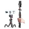 Techsuit - Selfie Stick (C03) selfie tyč so statívom, flexibilná teleskopická tyč, Bluetooth diaľkové ovládanie, 360° guľová hlava, 64 cm – čierna