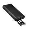 Borofone - Power Bank Clever Series (BJ79) - with Built-in 3x Cable, USB, USB-C, Lightning, Indicator, 2A, 10000mAh - Black