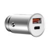 Baseus – Car Charger Circular Metal autonabíjačka USB-C + USB PPS 30W multi-protokol – strieborná