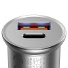 Baseus – Car Charger Circular Metal autonabíjačka USB-C + USB PPS 30W multi-protokol – strieborná