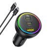 Baseus – Car Charger autonabíjačka 2× USB-C + USB 152,5W rýchle nabíjanie RGB ambientné podsvietenie s USB-C káblom – čierna
