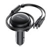 Acefast - Car Charger (B13) - with Retractable Cable, USB, 2x Type-C, 53W, 70 + 15cm - Black