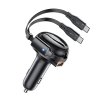 Acefast – Car Charger (B13) autonabíjačka s výsuvným káblom USB + 2× USB-C 53W (70 + 15 cm) – čierna