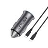 Acefast – Car Charger (B16) autonabíjačka USB / USB-C 95W PD3.0 rýchle nabíjanie s USB-C káblom 1,2 m – metalická sivá