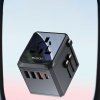 Yesido – Travel Adapter cestovný adaptér USB-C / USB 3.0 / 2× USB 2.4A rýchlonabíjačka – čierny