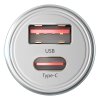 3mk – Car Charger Hyper autonabíjačka USB-A / USB-C 30W hliníkové telo – strieborná
