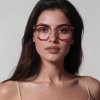 Techsuit - Anti-Blue Light Glasses Reflex PC (2259) - for Women, Oversized, TR90&Metal Frame, AC Lens - Transparent/Warm Rose