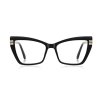 Techsuit - Anti-Blue Light Glasses Reflex PC (2263) - for Women, Rectangle, TR90&Metal Frame, AC Lens - Black