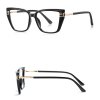 Techsuit - Anti-Blue Light Glasses Reflex PC (2275) - for Women, Rectangle, TR90&Metal Frame, AC Lens - Black/Gold