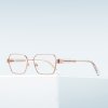 Techsuit - Anti-Blue Light Glasses Reflex PC (3161) - for Women, Rectangle, Metal Frame, AC Lens - Rose Gold/Transparent