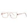 Techsuit - Anti-Blue Light Glasses Reflex PC (3161) - for Women, Rectangle, Metal Frame, AC Lens - Rose Gold/Transparent