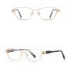 Techsuit - Anti-Blue Light Glasses Reflex PC (3162) - for Women, Rectangle, Metal Frame, AC Lens - Gold