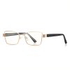 Techsuit - Anti-Blue Light Glasses Reflex PC (3171) - for Women, Rectangle, Metal Frame, AC Lens - Gold/Black