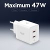 Spigen – Wall Charger Essential sieťová nabíjačka 2× USB-C 47W rýchle nabíjanie Quantum Boost – biela