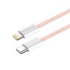 ColorWay – Data Cable dátový kábel USB-C → Apple Lightning PD 27W 3A nylonový 1 m – ružový
