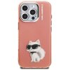 Karl Lagerfeld – IML Aquarelle Choupette Logo pevné puzdro pre iPhone 16 Pro – ružové