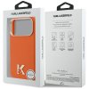 Karl Lagerfeld – Hardcase Leather Khead Logo MagSafe kožené pevné puzdro pre iPhone 17 Pro – oranžové