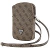 Guess - Universal Phone Pouch Zip 4G Triangle (GUWBZP4GFTSW) - Universal, Saffiano Leather, Adjustable Strap - Brown