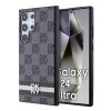DKNY - Leather Checkered Mono Pattern & Printed Stripes (DKHCS24LPCPTSSK) - Samsung Galaxy S24 Ultra - Black