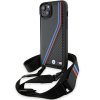 BMW - Leather M Edition Carbon Tricolor Lines & Strap (BMHCP15M23PSVTK) - iPhone 15 Plus - Black