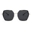 Techsuit - Sunglasses Polarized (9768) - Hexagonal, with UV Protection and Metal Frame - Black / Silver / Gray