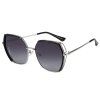 Techsuit - Sunglasses Polarized (9768) - Hexagonal, with UV Protection and Metal Frame - Black / Silver / Gray