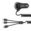 Budi Nabíjačka do auta 2x USB 068T3, 3,4A + Kábel 3v1 USB do USB-C / Lightning / Micro USB (čierna)