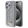 Guess Sequin Script Metal kryt na iPhone 15 Pro (GUHCP15LPSFDGSS) - strieborný