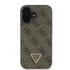 Guess kožený kryt 4G Triangle Strass na iPhone 16 (GUHCP16SP4TDPW) - hnedý