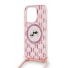 Karl Lagerfeld IML MagSafe Crossbody kryt na iPhone 15 Pro (KLHMP15LHCKCKLCP) - ružový Monogram Karl&Choupette hlava