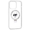 Karl Lagerfeld pevný kryt s prsteňom a MagSafe na iPhone 15 Pro Max (KLHMP15XHMRSCHH) - biela Choupette Head