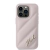 Karl Lagerfeld Diagonal Quilted Script kryt na iPhone 15 Pro (KLHCP15LPQDSMGP) - ružový