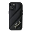 Karl Lagerfeld Diagonal Quilted Script kryt na iPhone 15 (KLHCP15SPQDSMGK) - čierny