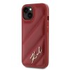 Karl Lagerfeld Diagonal Quilted Script kryt na iPhone 15 (KLHCP15SPQDSMGR) - červený