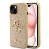 Guess Glitter Script Big 4G kryt na iPhone 15 (GUHCP15SHG4SGD) - zlatý