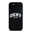 DKNY pevný silikónový kryt na iPhone 15 Plus s bielym potlačeným logom a MagSafe (DKHMP15MSNYACH) - čierny