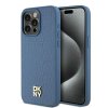 DKNY kožený kryt na iPhone 15 Pro Max s monogramovým vzorom a kovovým logom a MagSafe (DKHMP15XPSHRPSB) - modrý