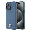 DKNY kožený kryt na iPhone 15 s koženým vzorom a kovovým logom a MagSafe (DKHMP15SPSHRPSB) - modrý