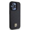 DKNY kožený kryt na iPhone 15 Pro s monogramovým koženým vzorom a kovovým logom a MagSafe (DKHMP15LPSHRPSK) - čierny