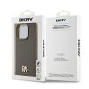 DKNY kožený kryt na iPhone 15 Pro s monogramovým vzorom a kovovým logom a MagSafe (DKHMP15LPSHRPSW) - hnedý