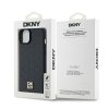 DKNY kožený kryt na iPhone 15 Plus s monogramovým vzorom a kovovým logom a MagSafe (DKHMP15MPSHRPSK) - čierny