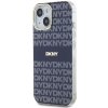 DKNY pevný kryt na iPhone 15 s monovzorom a pruhmi a MagSafe (DKHMP15SHRHSEB) - modrý