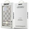 DKNY pevný kryt na iPhone 15 Plus s šachovnicovým monovzorom a potlačenými pruhmi a MagSafe (DKHMP15MHCPTSE) - béžový